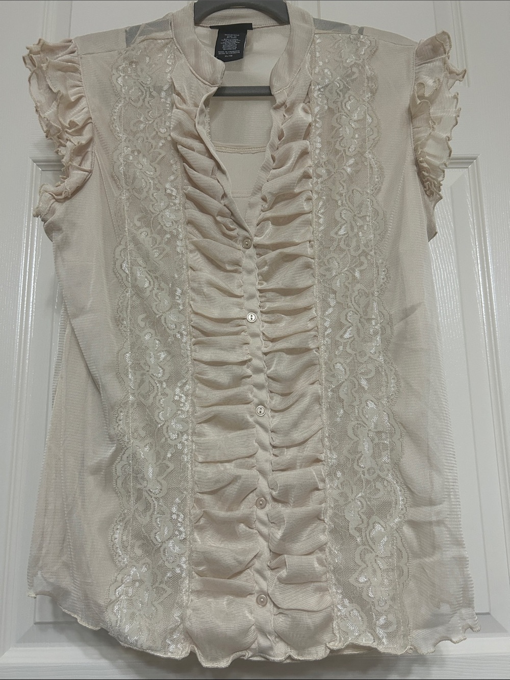 Metaphor Lace Ruched Dreamy Romantic Top Date Night Vibes Soft Feminine Y2K XL - Picture 7 of 9